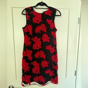 Pretty romantic red rose black mini cocktail dress. TAGS STILL ON